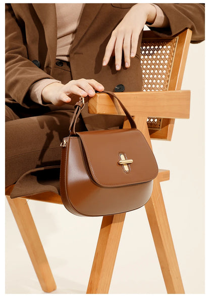 Hifashion Luxury Genuine Leather Saddle Small Shoulder Crossbody Bags For Women 2025 Trend Designer Purses Tote Ladies Handbags