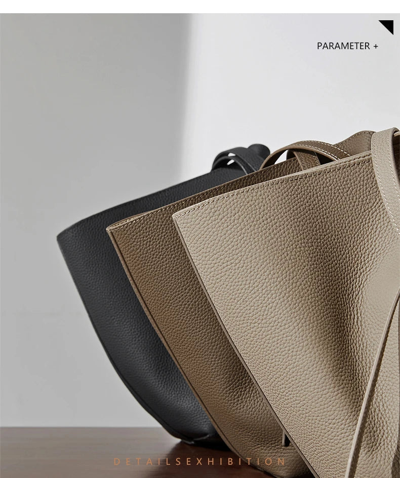 Hifashion Cowhide Genuine Leather Large Tote Shoulder Bags For Women 2025 Trend Designer Trapeze Purses Underarm Ladies Handbags