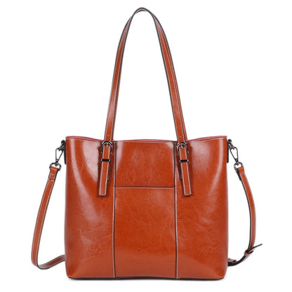 Hifashion Vintage Cow Genuine Leather Large Tote Bags For Women 2025 Luxury Designer Shopping Shoulder Bags Work Ladies Handbags
