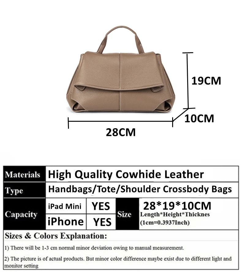 Hifashion Vintage Cowhide Genuine Leather Handbags For Women 2025 Trend Designer Top Handle Flap Ladies Shoulder Crossbody Bags