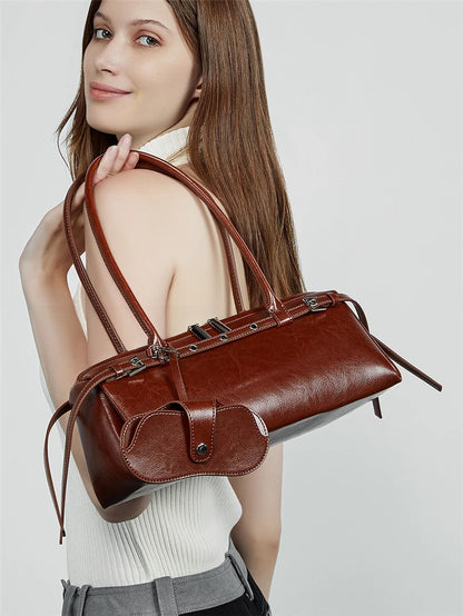 Hifashion Motorcycle Style Genuine Leather Underarm Shoulder Bags For Women 2025 Trend Designer Sling Purse Tote Ladies Handbags