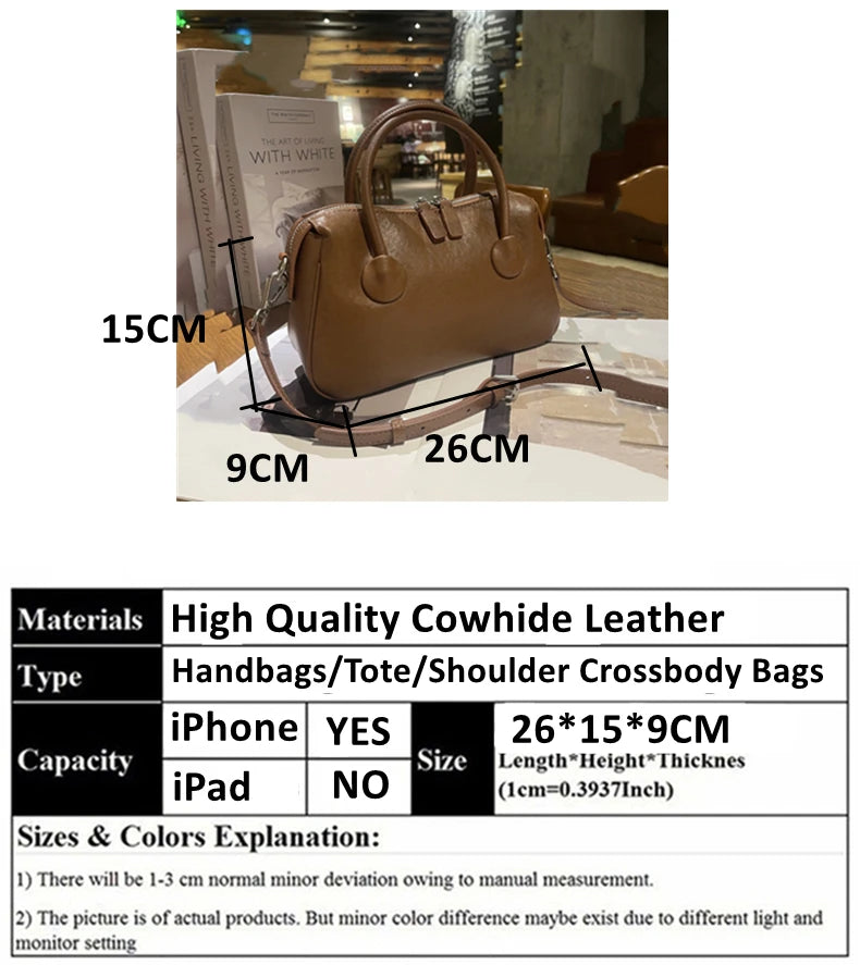 Hifashion Vintage Cow Genuine Leather Crossbody Shoulder Bags For Women 2025 Luxury Designer Pillow Satchel Tote Ladies Handbags