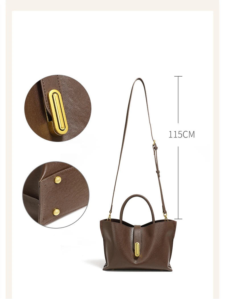 Hifashion Stylish Genuine Leather Handbags For Women 2025 Trend Designer Commuting Shoulder Bags Crossbody Tote Ladies Handbags
