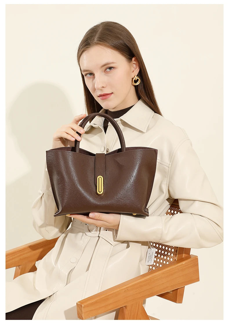 Hifashion Stylish Genuine Leather Handbags For Women 2025 Trend Designer Commuting Shoulder Bags Crossbody Tote Ladies Handbags