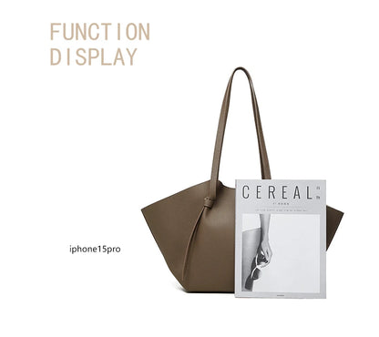 Hifashion Cowhide Genuine Leather Large Tote Shoulder Bags For Women 2025 Trend Designer Trapeze Purses Underarm Ladies Handbags