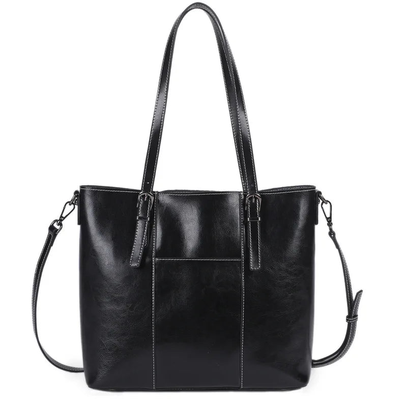 Hifashion Vintage Cow Genuine Leather Large Tote Bags For Women 2025 Luxury Designer Shopping Shoulder Bags Work Ladies Handbags
