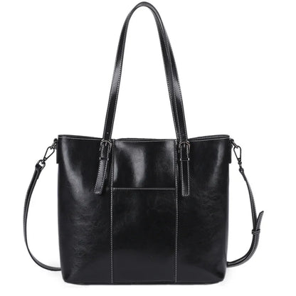 Hifashion Vintage Cow Genuine Leather Large Tote Bags For Women 2025 Luxury Designer Shopping Shoulder Bags Work Ladies Handbags