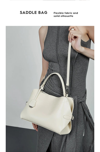 Hifashion Cowhide Genuine Leather Tote Handbags For Women 2025 Luxury Designer Crescent Office Ladies Shoulder Crossbody Bags