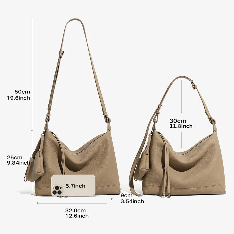 Hifashion Cowhide Genuine Leather Crescent Hobo Bags 2025 Trend Designer Commuting Shoulder Crossbody Bags Soft Ladies Handbags