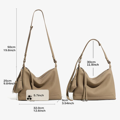 Hifashion Cowhide Genuine Leather Crescent Hobo Bags 2025 Trend Designer Commuting Shoulder Crossbody Bags Soft Ladies Handbags