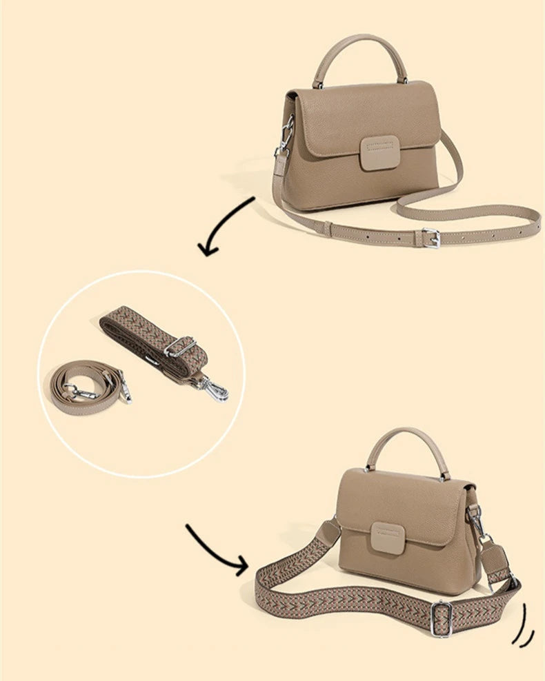 Hifashion Classic Cowhide Genuine Leather Tote Handbags For Women 2025 Trend Designer Wide Strap Ladies Shoulder Crossbody Bags
