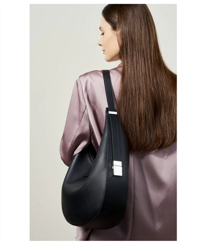 Hifashion Elegant Cow Genuine Leather Large Crescent Shoulder Bags For Women 2025 Trend Designer Hobo  Tote Work Ladies Handbags