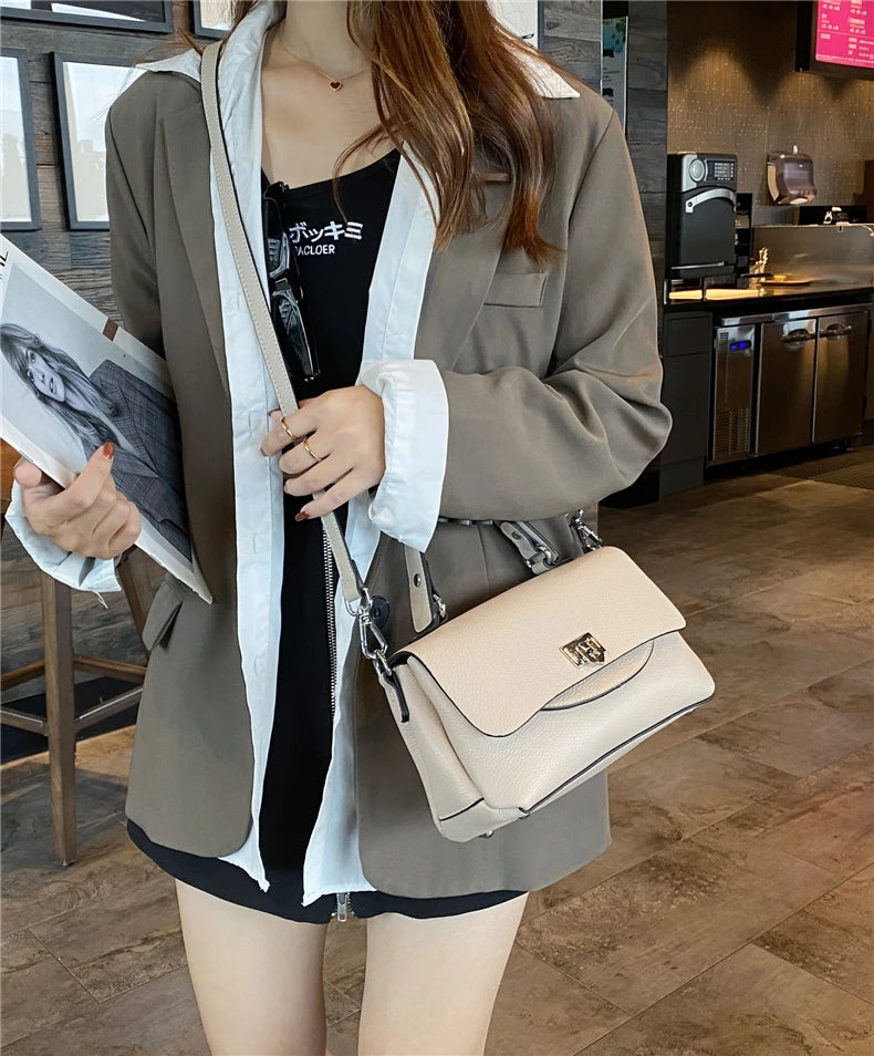 Hifashion 3 Layers Genuine Genuine Leather Shoulder Bags For Women 2025 Trend Designer Flap Crossbody Purse Work Ladies Handbags