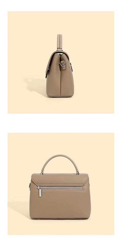 Hifashion Classic Cowhide Genuine Leather Tote Handbags For Women 2025 Trend Designer Wide Strap Ladies Shoulder Crossbody Bags