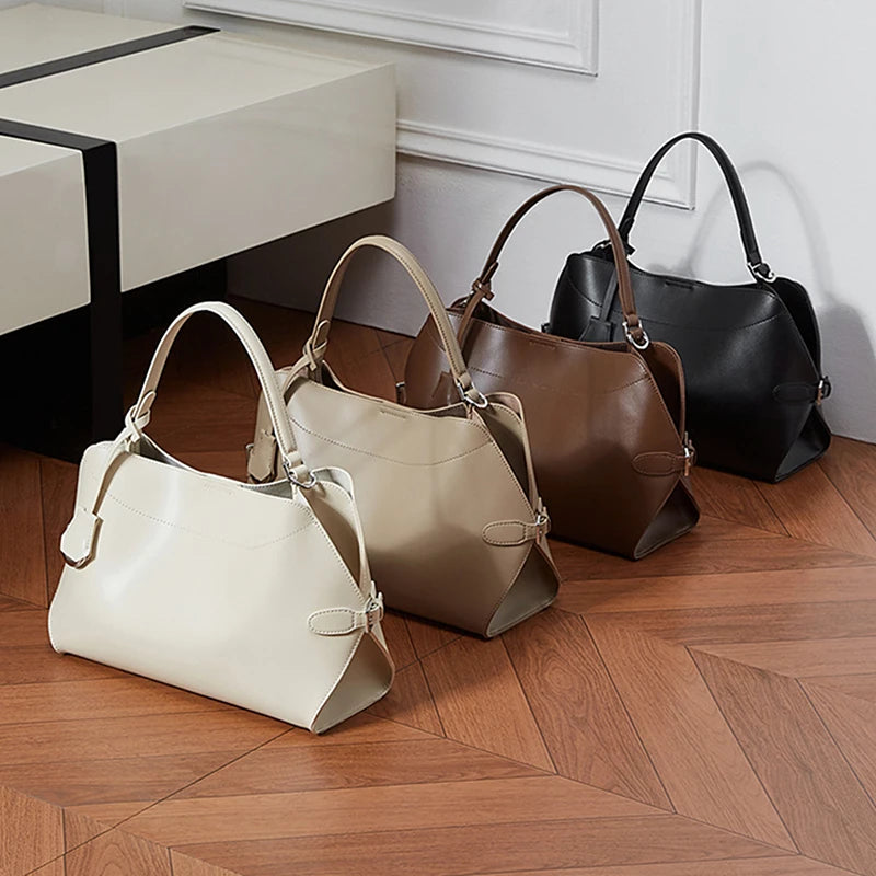 Hifashion Cowhide Genuine Leather Tote Handbags For Women 2025 Luxury Designer Crescent Office Ladies Shoulder Crossbody Bags