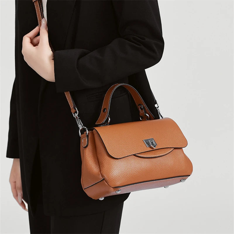 Hifashion 3 Layers Genuine Genuine Leather Shoulder Bags For Women 2025 Trend Designer Flap Crossbody Purse Work Ladies Handbags