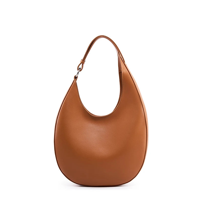 Hifashion Trendy Genuine Leather Crescent Underarm Shoulder Bags For Women 2025 Luxury Designer Hobos Half Moon Tote Handbags
