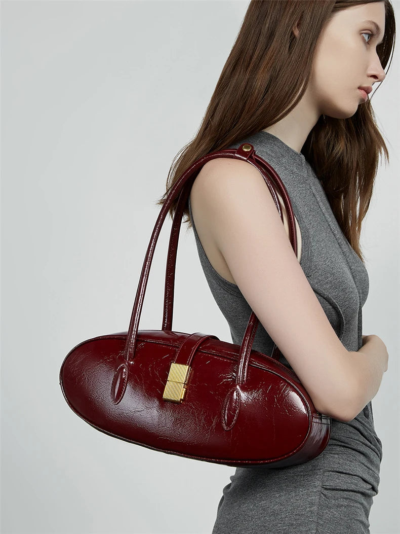 Hifashion Vintage Cowhide Genuine Leather Underarm Shoulder Bags For Women 2025 Trend Designer Luxury Tote Work Ladies Handbags