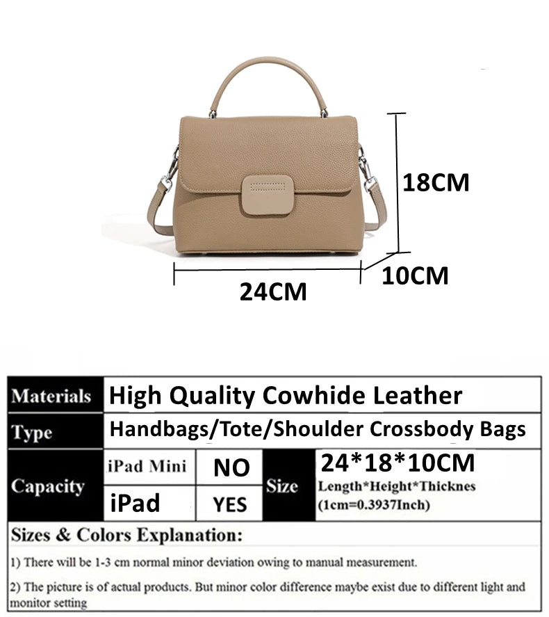 Hifashion Classic Cowhide Genuine Leather Tote Handbags For Women 2025 Trend Designer Wide Strap Ladies Shoulder Crossbody Bags