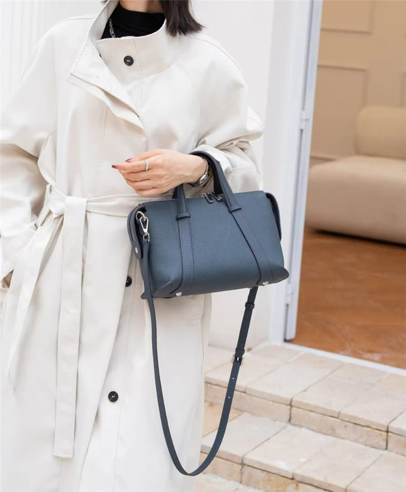 Hifashion Retro Genuine Leather Pillow Shoulder Bags For Women 2025 Trend Designer Crossbody Purses Boston Tote Ladies Handbags