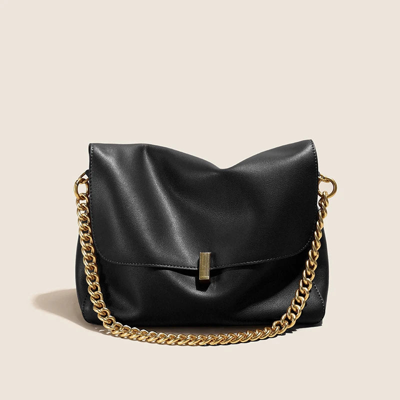 Hifashion Retro Genuine Leather Large Chain Shoulder Bags For Women 2025 Luxury Designer Messenger Satchel Work Ladies Handbags