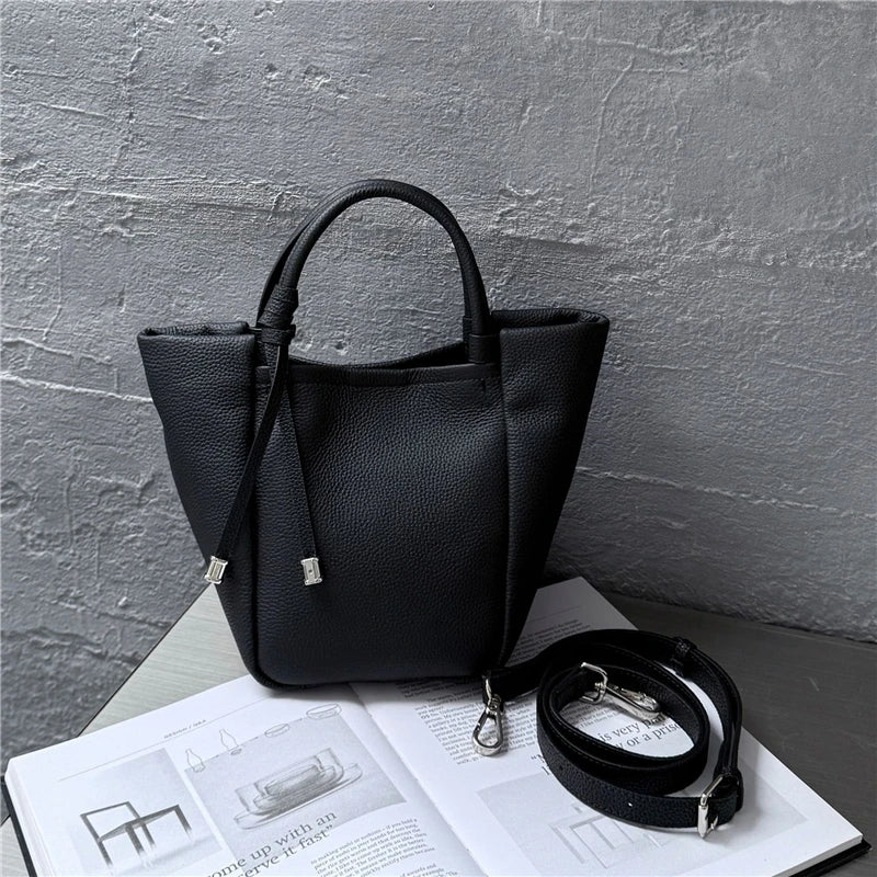 Hifashion Stylish Genuine Leather Tote Shoulder Bags For Women 2025 Trend Designer Basket Shopper Work Crossbody Ladies Handbags