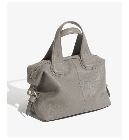 Hifashion 100% Genuine Leather Boston Tote Handbags For Women 2025 Trend Designer Top Handle Work Ladies Shoulder Crossbody Bags