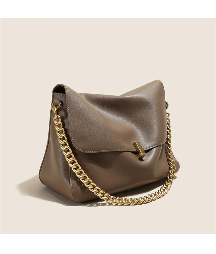 Hifashion Retro Genuine Leather Large Chain Shoulder Bags For Women 2025 Luxury Designer Messenger Satchel Work Ladies Handbags