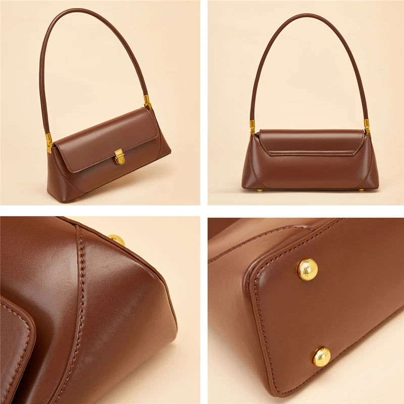 Hifashion Cowhide Genuine Leather Underarm Shoulder Bags For Women 2025 Trend Designer Top Handle Female Tote Ladies Handbags