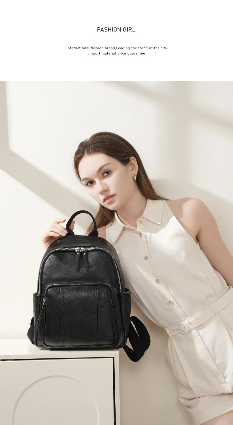 Hifashion Cowhide Genuine Leather Backpack For Women 2025 Trend Designer Work Daypack Travel Bookbags Teenage Girls School Bags