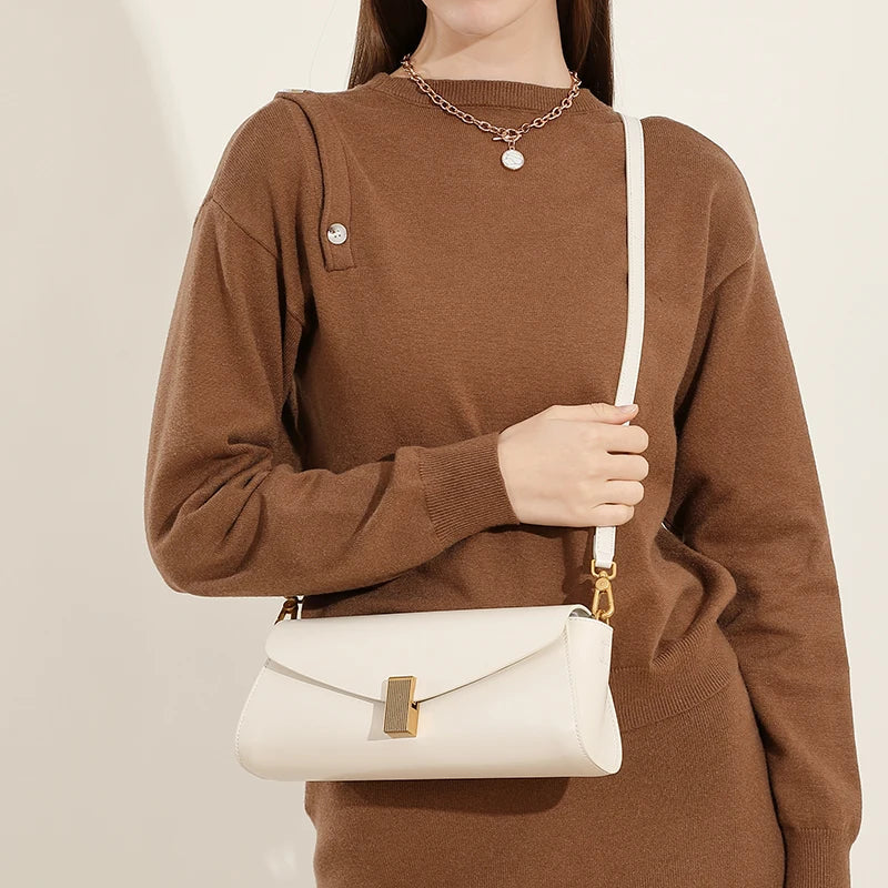 Hifashion Elegant Genuine Leather Underarm Shoulder Bags For Women 2025 Luxury Designer Crossbody Purses Square Ladies Handbags