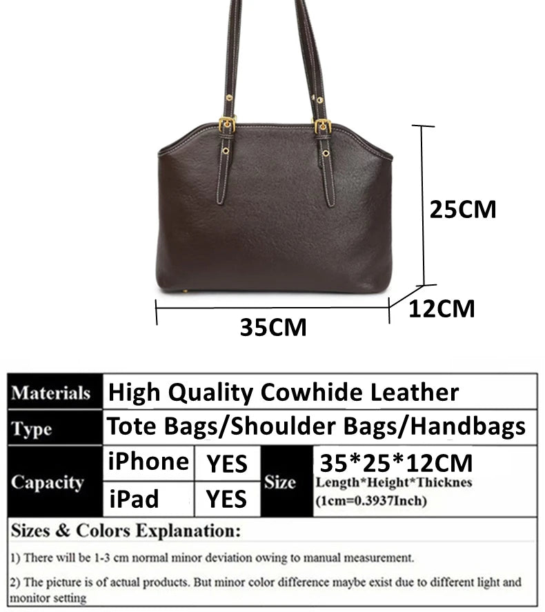 Hifashion 100% Genuine Leather Large Underarm Shoulder Bags For Women 2025 Trend Designer Tote Shopper Office Ladies Handbags