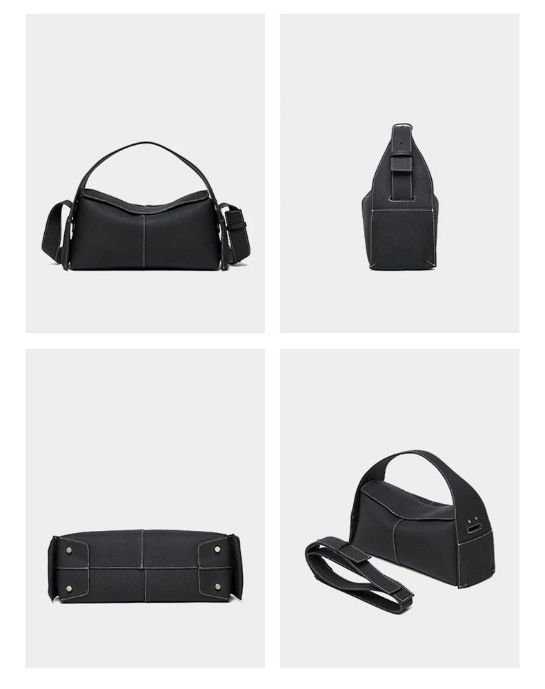 Hifashion Cowhide Genuine Leather Underarm Shoulder Bags For Women 2025 Luxury Designer Top Handle Satchel Tote Ladies Handbags
