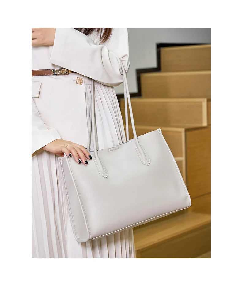 Hifashion Vintage Genuine Leather Tote Shoulder Bags For Women 2025 Trend Designer Large Capacity Shopping Work Ladies Handbags