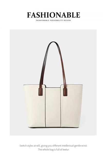 Hifashion Cowhide Genuine Leather Large Shoulder Bags For Women 2025 Luxury Designer Shopper Work Tote Commuter Ladies Handbags