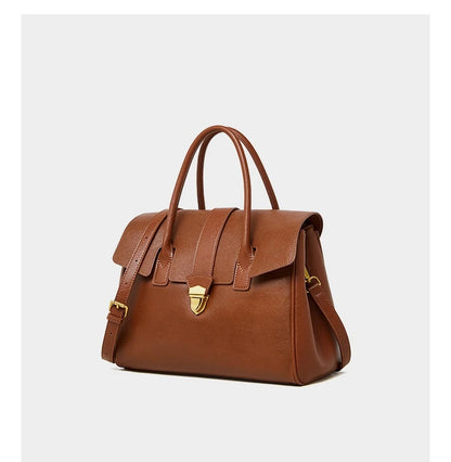 Hifashion Cowhide Genuine Leather Large Tote Handbags For Women 2025 Luxury Designer Top Handle Briefcase Satchel Shoulder Bags