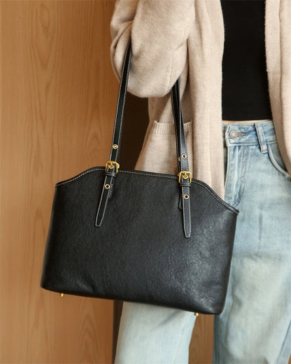 Hifashion 100% Genuine Leather Large Underarm Shoulder Bags For Women 2025 Trend Designer Tote Shopper Office Ladies Handbags