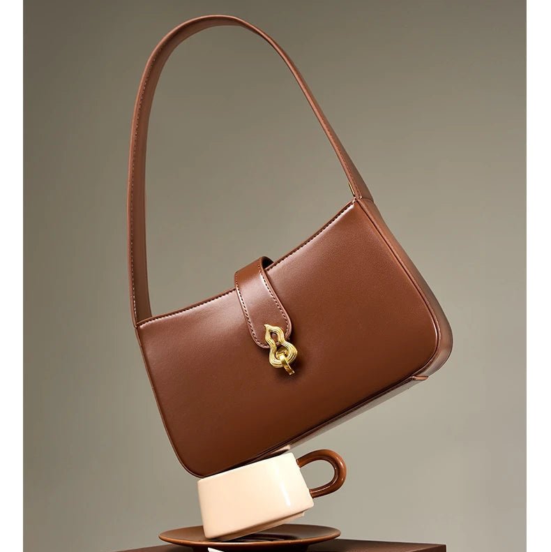 Hifashion Cowhide Genuine Leather Underarm Shoulder Bags For Women 2025 Luxury Designer Half Moon Purse Crescent Ladies Handbags