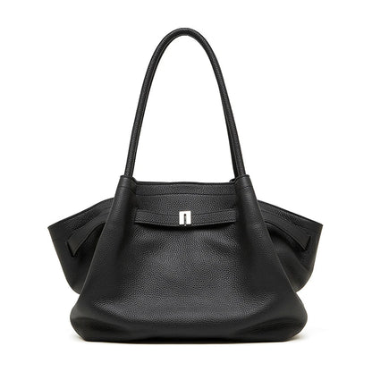 Hifashion Cowhide Genuine Leather Tote Shoulder Bags For Women 2025 Trend Designer Pleated Work Shopper Underarm Ladies Handbags