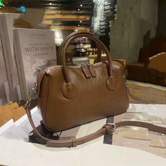 Hifashion Vintage Cow Genuine Leather Crossbody Shoulder Bags For Women 2025 Luxury Designer Pillow Satchel Tote Ladies Handbags
