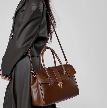 Hifashion Cowhide Genuine Leather Large Tote Handbags For Women 2025 Luxury Designer Top Handle Briefcase Satchel Shoulder Bags