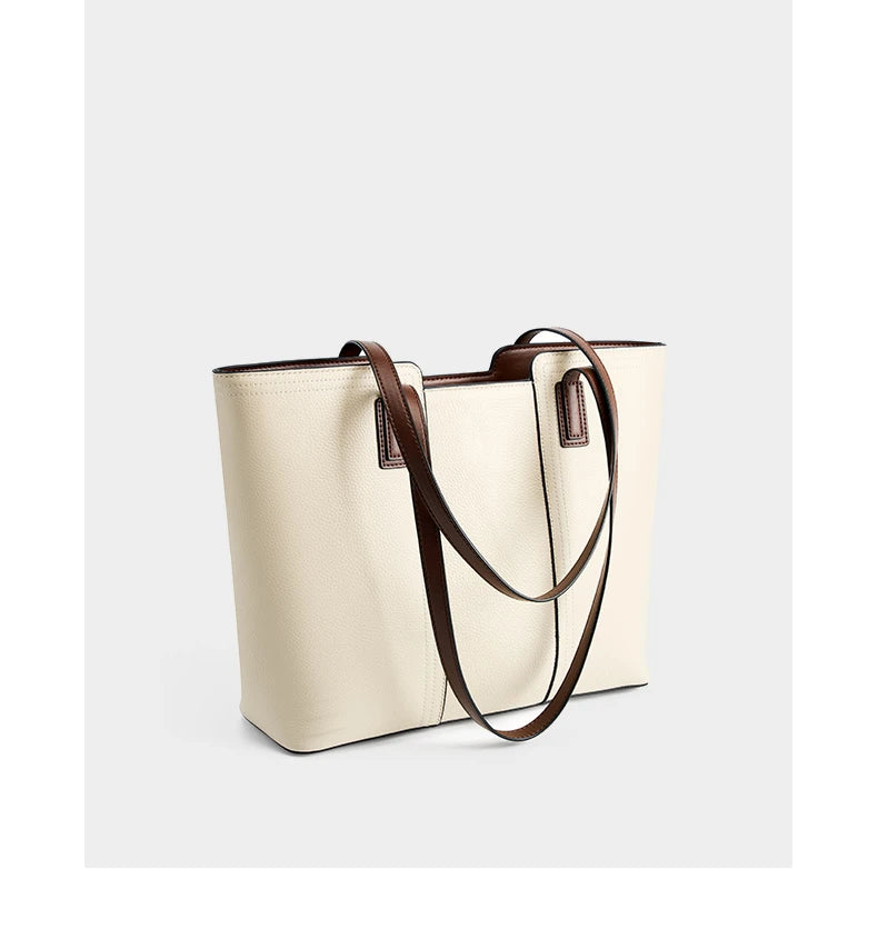 Hifashion Cowhide Genuine Leather Large Shoulder Bags For Women 2025 Luxury Designer Shopper Work Tote Commuter Ladies Handbags
