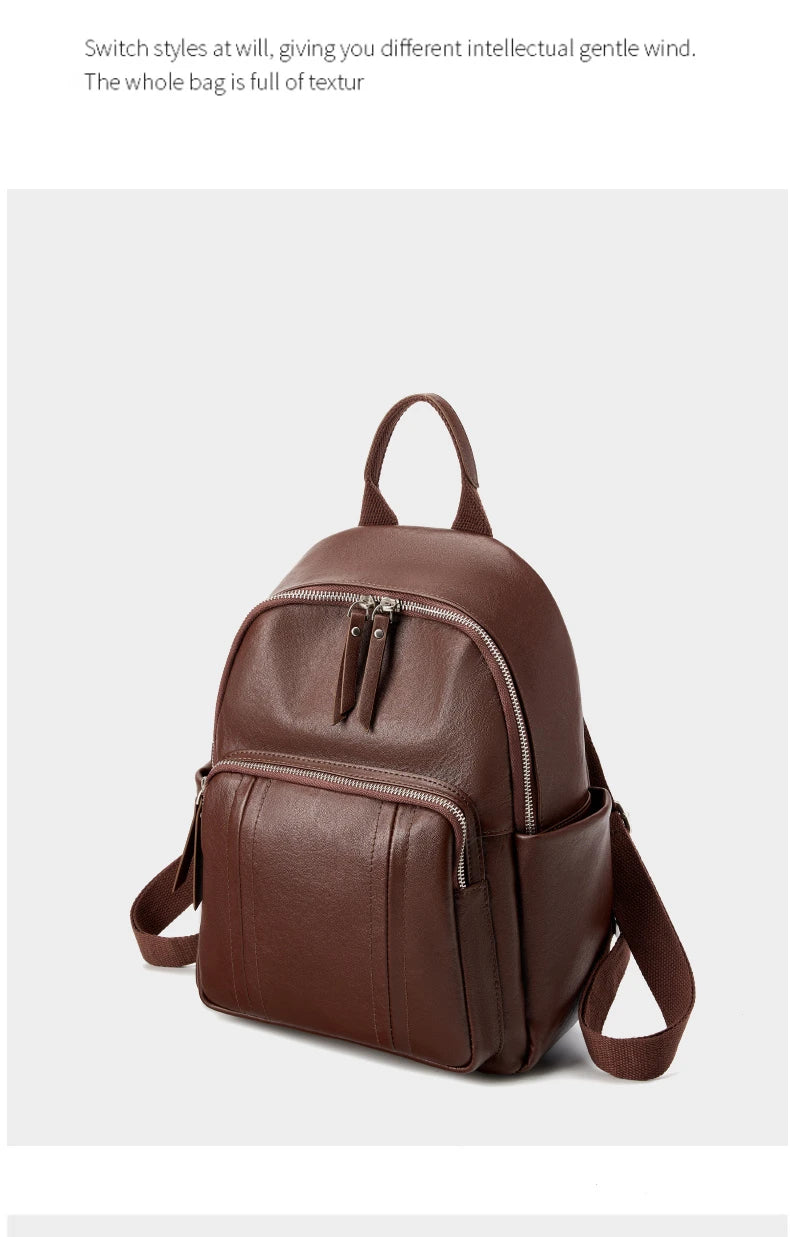 Hifashion Cowhide Genuine Leather Backpack For Women 2025 Trend Designer Work Daypack Travel Bookbags Teenage Girls School Bags