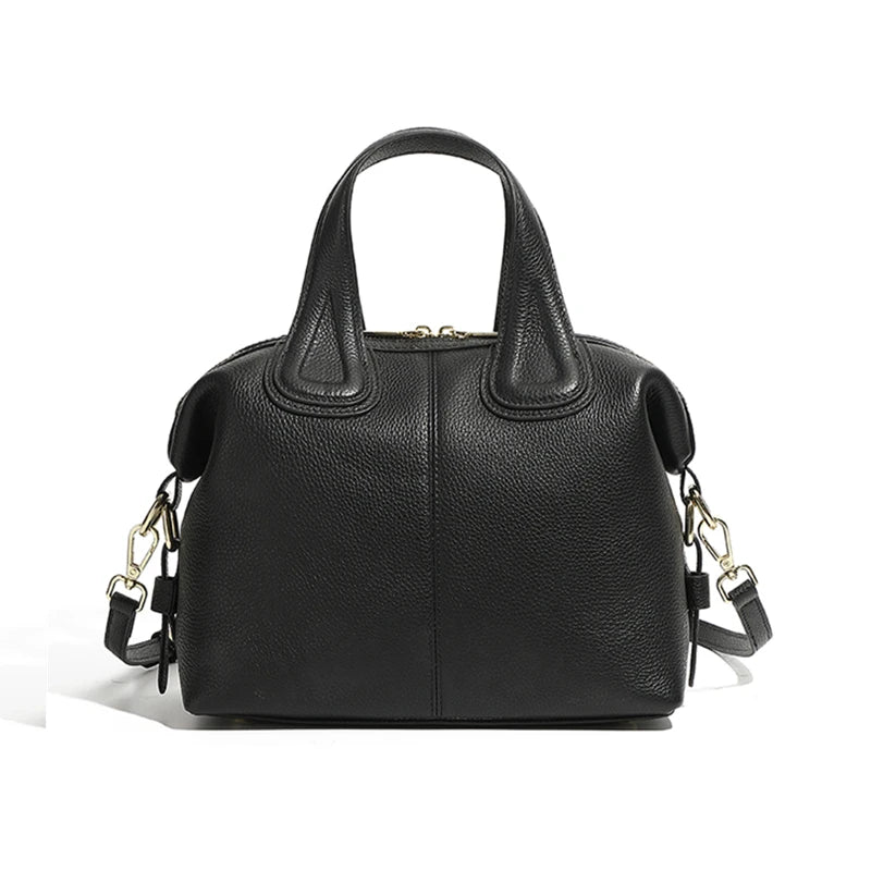 Hifashion 100% Genuine Leather Boston Tote Handbags For Women 2025 Trend Designer Top Handle Work Ladies Shoulder Crossbody Bags