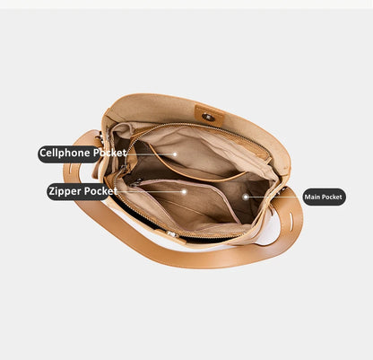 Hifashion Trendy Cow Genuine Leather Bucket Shoulder Bags For Women 2025 Luxury Designer Shopping Work Crossbody Ladies Handbags