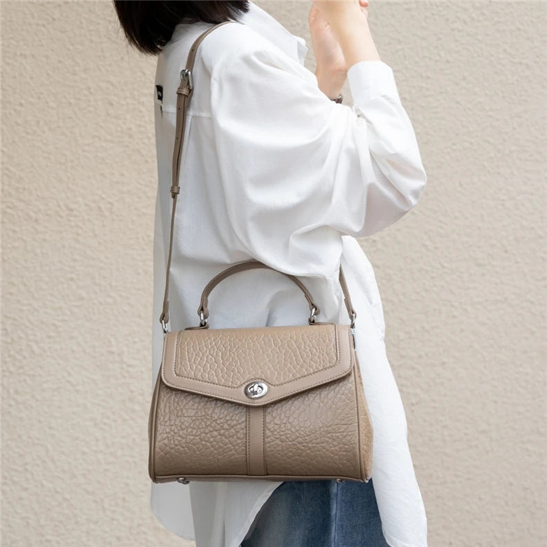 Hifashion Cowhide Genuine Leather Tote Handbags For Women New 2025 Luxury Designer Work Satchel Top Handle Female Shoulder Bags