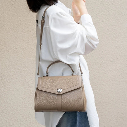 Hifashion Cowhide Genuine Leather Tote Handbags For Women New 2025 Luxury Designer Work Satchel Top Handle Female Shoulder Bags