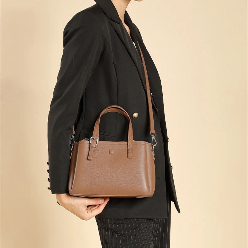 Hifashion 3 Layers Genuine Leather Shoulder Bags For Women 2025 Luxury Designer Crossbody Satchel Commuting Tote Ladies Handbags