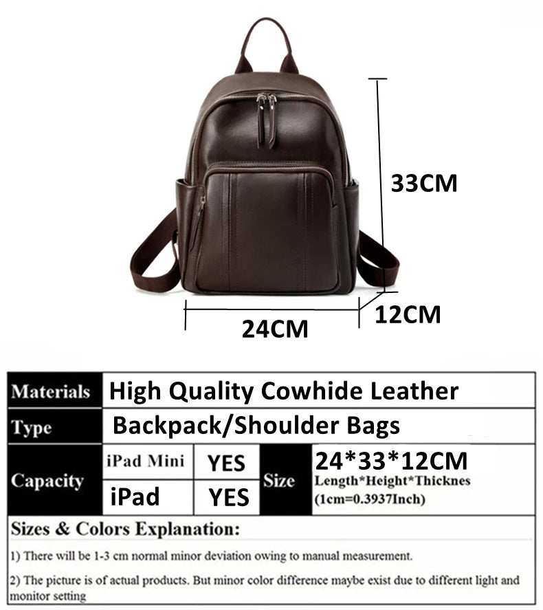 Hifashion Cowhide Genuine Leather Backpack For Women 2025 Trend Designer Work Daypack Travel Bookbags Teenage Girls School Bags