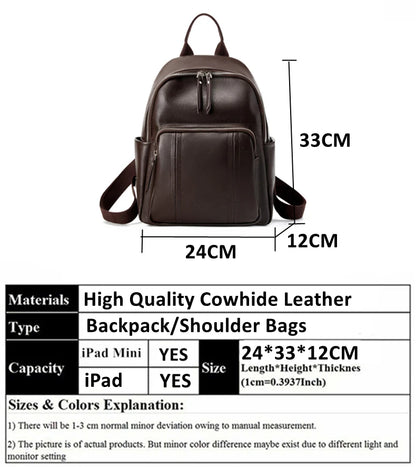 Hifashion Cowhide Genuine Leather Backpack For Women 2025 Trend Designer Work Daypack Travel Bookbags Teenage Girls School Bags